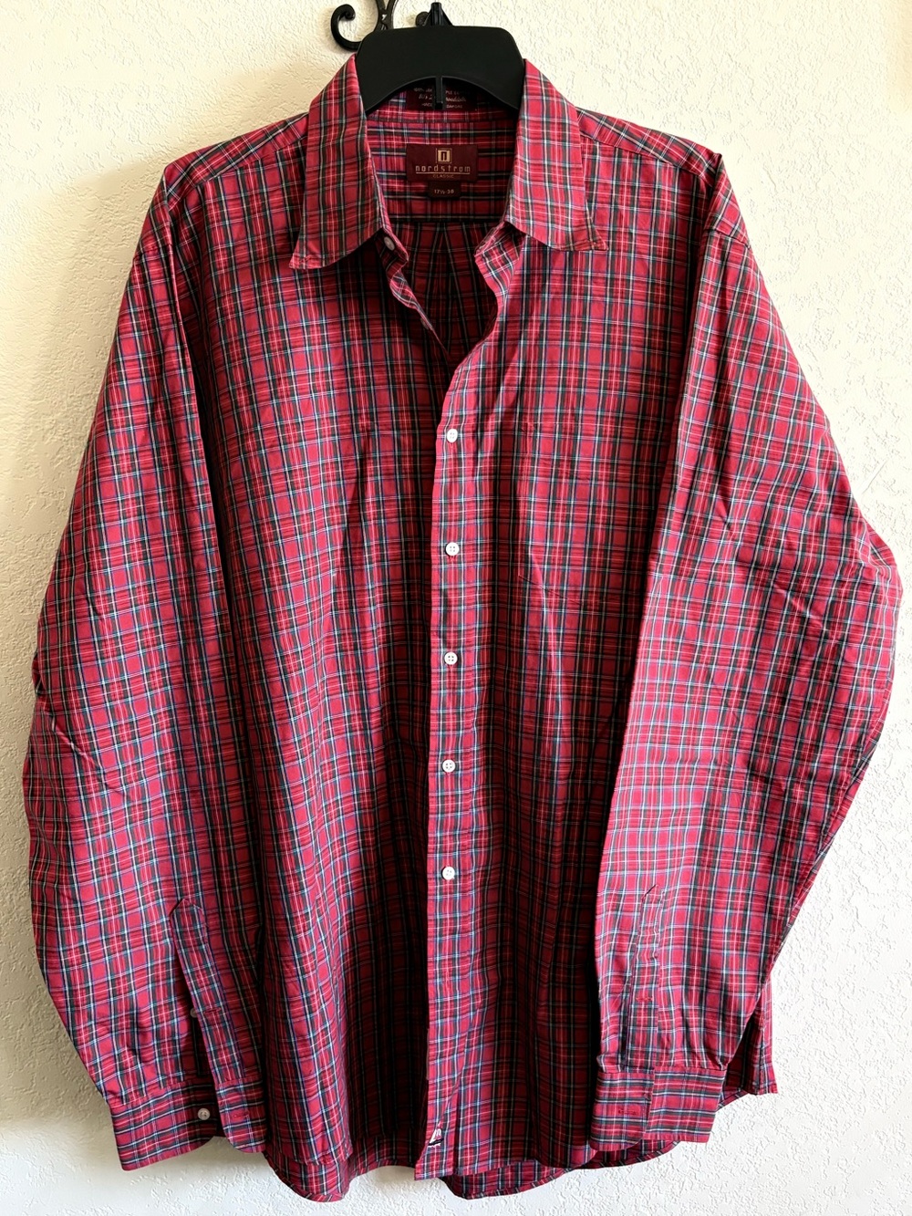 Nordstrom Men’s Tartan 100% Cotton Button-Down Shirt - Sz. 17 1/2 - 38